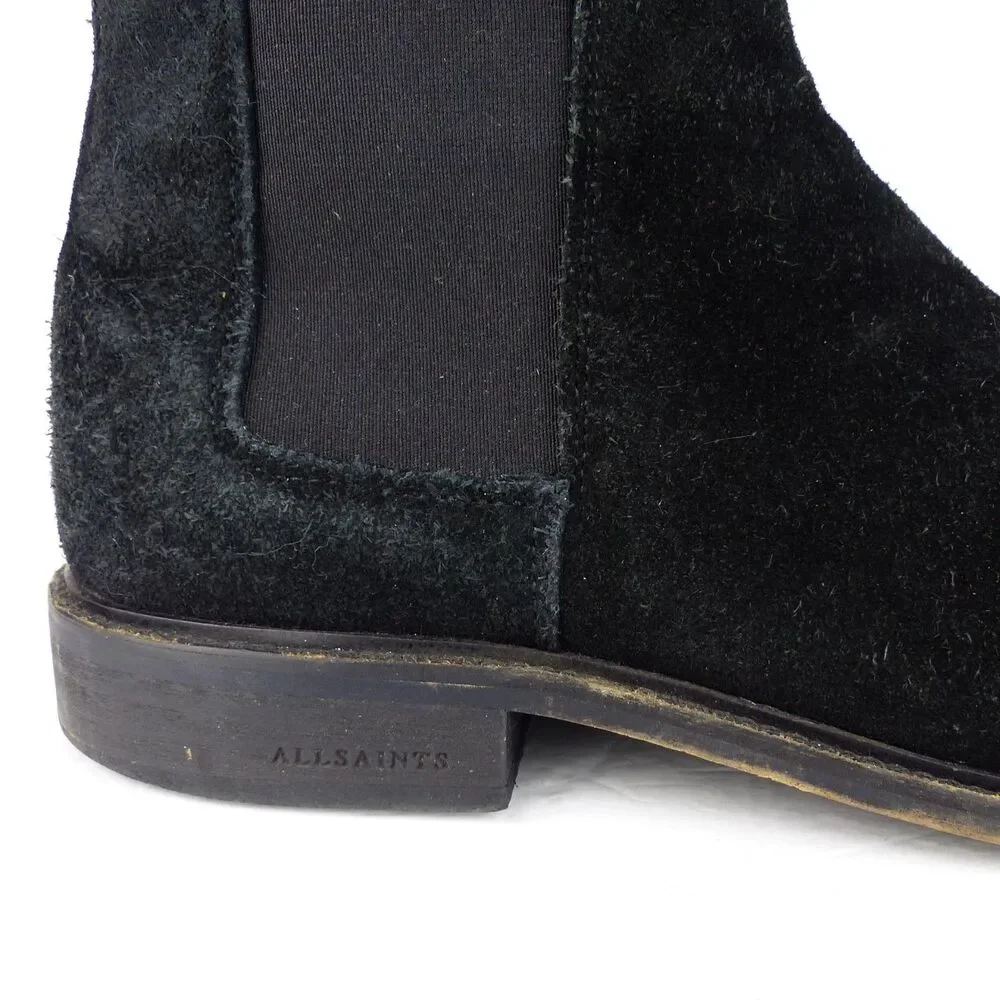 All Saints Chelsea Boots Men 12 US 45 Black Rook Suede Leather Pull On Rock - Picture 3 of 12
